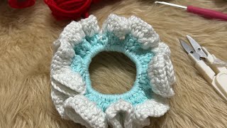 Beginner friendly scrunchie tutorial scrunchietutorialcrochet [upl. by Ewer]