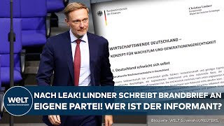 CHRISTIAN LINDNER Brandbrief an eigene Partei Wer von der FDP stach das Papier an Presse durch [upl. by Lednik392]