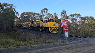 TasRail 2053 TR06 TR12 34 train crossing Jollys Road [upl. by Eneli945]