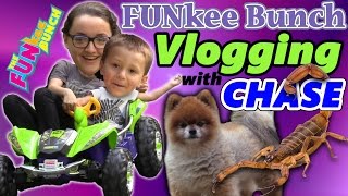 Family Fun Vlogging w Chase A Ninja Turtle Race Car Adventure w Alien Scorpion Bug [upl. by Gisella]