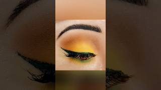 Yellow Eyeshadow with Green Eyeliner🤩💛💚  haldi haldibride weddingseason ❤️ [upl. by Tevlev758]