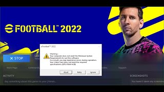 Fix eFootball 2022 Error Your Video Card Does Not Meet The Required Specifications GPU VRAM 4GB [upl. by Caesaria]