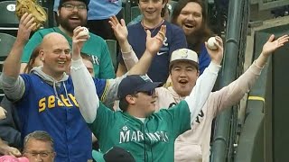 One fan two foul balls caught … ON CONSECUTIVE PITCHES 🤯 [upl. by Kaye]