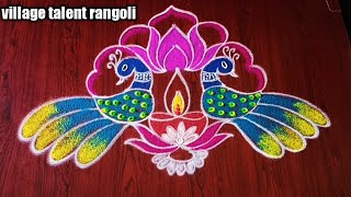 easy​ daily rangoli design for beginners with 7dots  kolam designs made easy to draw for everyone [upl. by Amis]