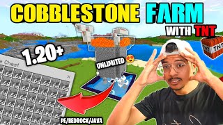 How to make Automatic Cobblestone Farm in Minecraft 120  Stone Generator Minecraft 120 BedrockPE [upl. by Hebel388]