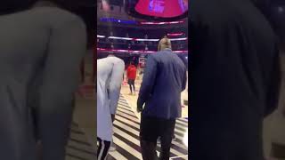 Shaq And Tacko Fall Greet EachotherBoth Giants [upl. by Ecirb]