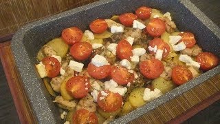 Griekse ovenschotel met kip en aardappelen  Greek ovendish with chicken and potatoes [upl. by Soinotna]