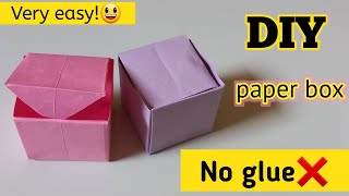 DIY paper boxHow to make paper boxPapar gift boxNo glue paper craftNo glue craftOrigami box [upl. by Airrej]