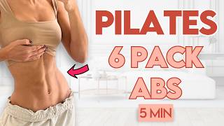 Toned Abs in 14 Days Flat Stomach Pilates  5 min Workout [upl. by Sirkin]