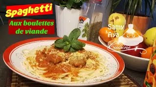 spaguetti aux boulettes de viande pâte aux boulettes de viande hachée en sauce tomate [upl. by Male]