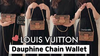 Louis Vuitton Dauphine Chain Wallet Unboxing  MOD SHOTS WOC [upl. by Kenimod]