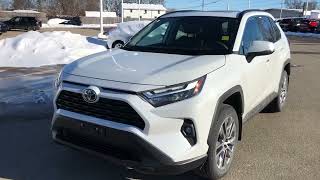 White 2023 Toyota RAV4 XLE PREMIUM AWD  PREMIUM COLO Review Brockville ON  1000 Islands Toyota [upl. by Hemminger378]