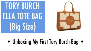 UNBOXING TORY BURCH ELLA TOTE BAG big size [upl. by Eniamret]