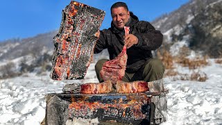 Tender And Very Juicy Steaks Cooked Between Two Hot Logs Mountain Life [upl. by Sankaran]