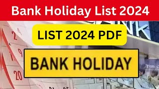 List of Bank holidays 2024 january to december 2024 Bank Holidays In India [upl. by Lon365]