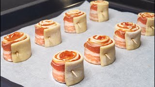 Brilliant appetizer idea in 5 minutes These will disappear in a minute Puff pastry and bacon [upl. by Atinyl]