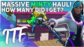 INSANE Minty Pickaxe Haul HOW MANY DID I GET Fortnite Battle Royale [upl. by Vyky]