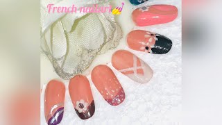 Easy and cute french tip nail art for beginners  at home  nailart design 2024 nailart viral [upl. by Otrebcire880]