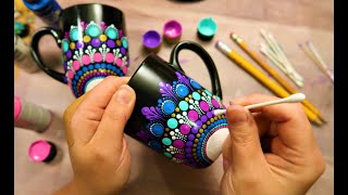 EASY Dot Mandala MUG Painting Using ONLY Qtip Toothpick Pencil  How To Lydia May [upl. by Ailic]