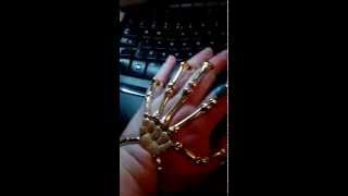 Skeleton Claw Left Hand Finger Bone Cuff Wrap Bracelet Ring Skull Bangle [upl. by Bainbridge568]