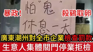 暴政殺鷄取卵！廣東潮州市對所有企業商戶進行安全檢查，罰款5萬起步引恐慌，全市生意人集體關門停業拒檢，外資跑完了就對内資下手？ [upl. by Yajiv]