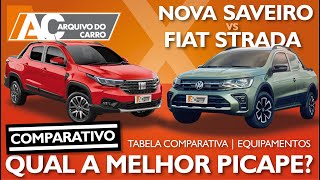 COMPARATIVO NOVA VW SAVEIRO 2024 X FIAT STRADA 2024 QUAL A MELHOR PICAPE COMPACTA [upl. by Hubsher]