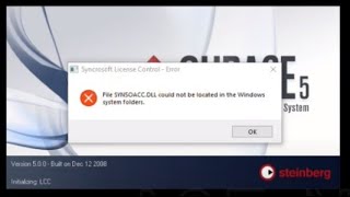Вопросы По Cubase 5  1 ошибка file SYNSOEMUdll could not be lo located [upl. by Eigroeg940]