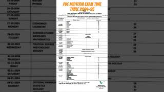 PUC Midterm Exam Time Table 202425 llexam pucexam viralshorts viralvideo [upl. by Aramit]