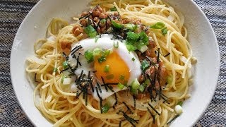 レンジで簡単！【納豆パスタ】の作り方 [upl. by Yrannav]