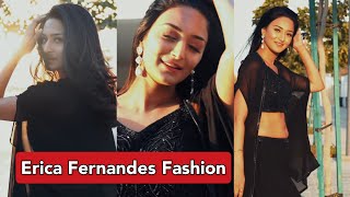 Erica Fernandes Slays In Black IndoWestern Dress  Erica Fernandes Reels [upl. by Ina922]