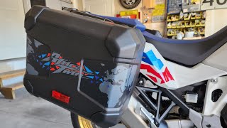 2024 Honda Africa Twin Adventure Sports  OEM Plastic Panniers [upl. by Hamann]