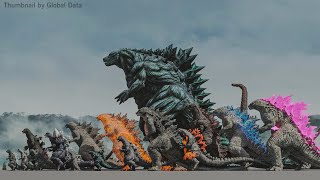 GODZILLA EVOLUTION 3D ANIMATED COMPARISON 2024  Godzilla Size Comparison 3d Animation [upl. by Townie]