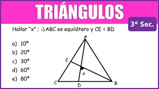 TRIÁNGULOS  Hallar “x”  ∆ABC es equilátero y CE  BD [upl. by Kynthia]