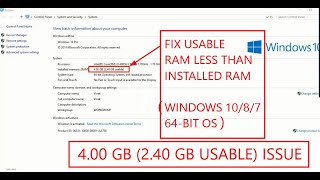 How To Fix Usable Ram Less Than Installed Ram On Windows  Best Working Method In 2024 [upl. by Tartaglia848]