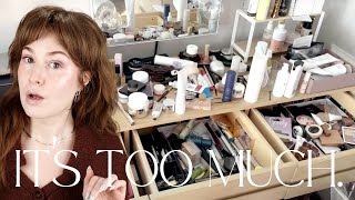 EPIC MAKEUP DECLUTTER 2022 AM I BECOMING A MINIMALIST [upl. by Stew]