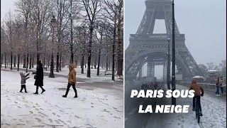 Les images des chutes de neige à Paris et dans le Nord de la France [upl. by Llacam428]