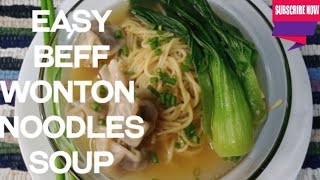 EASY BEEF WONTON NOODLES SOUPSIMPLE RECIPE [upl. by Gonzales]