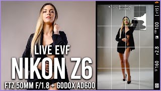 Nikon Z6  FTZ Adapter 50mm F18  Godox AD600  POV Live EVF Model Shooting [upl. by Tadio493]