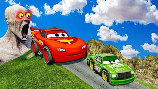 TRANSPORTING PIXAR CARS amp FRUITS WITH COLORED amp JOHN DEERE vs CLAAS vs TRACTORS  BeamNGdrive 962 [upl. by Yrffoeg]