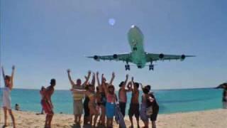 St Maarten Maho Beach Air France Airbus A340 LOW Approach [upl. by Eveline]