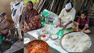 न्याहरील सकाळी एळुन केलेल्या शेवया दुध तूप साखर आणि दुपारच्या जेवणात मसुर डाळीचा डाळकांदा  भाकरी [upl. by Pravit101]