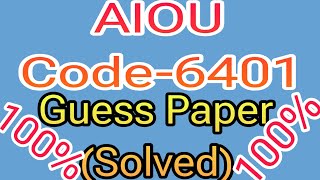 AIOU Autumn 2023 New Solved Guess Paper Code6401General Maths and statistics  maths youtube [upl. by Lleira]