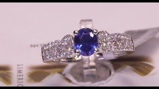 97056  S103ctD053ct  Sapphire Solitaire with Diamond Shoulders  Platinum [upl. by Gannon]