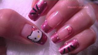 Easy Hello Kitty Nail Art Tutorial [upl. by Cired688]