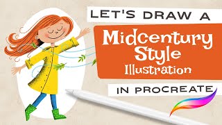 Creating a MidCentury Illustration with Procreate  Stay Home and Draw [upl. by Emerald]