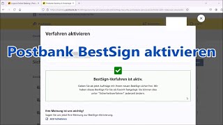 Postbank BestSign aktivieren Anleitung deutsch [upl. by Anelliw173]