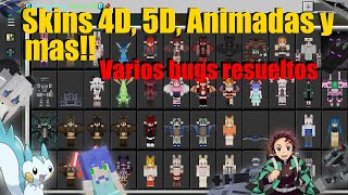 💥MCPE 1150 Skins 4D 45D 5D amp Anim Beta 118023 Y Oficial 117406 Android amp Windows 10💥 [upl. by Laucsap]