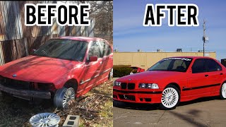 RESTORING A BMW E36 BARNFIND IN 16 MINUTES [upl. by Aehtela681]