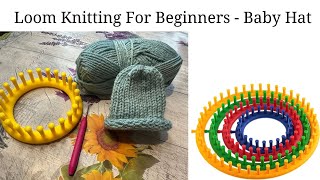 Loom Knitting Beginner Baby Hat Project Loom Knit Hat [upl. by Guerra]