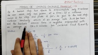 Model 2 MM1 NFCFS  Numerical Problem 2  Queueing Theory in Operation Research [upl. by Tegan454]